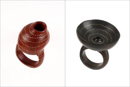 DiCaprio.wood rings in red and black